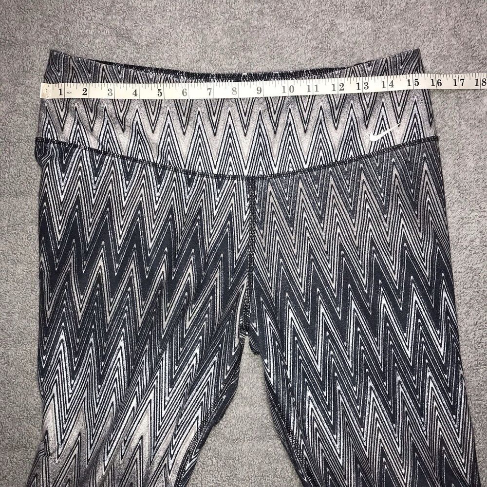 Womens Nike‎ Dri- Fit Leggings Size Large Athletic Running Pants Black Gray - Picture 8 of 11